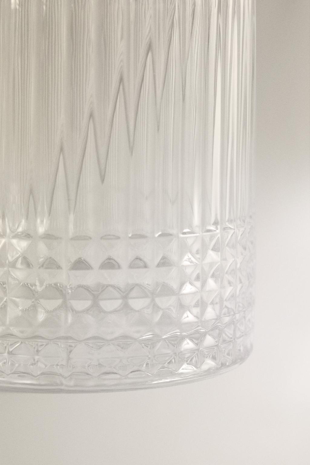 Стеклянная сахарница с рельефным геометрическим дизайном