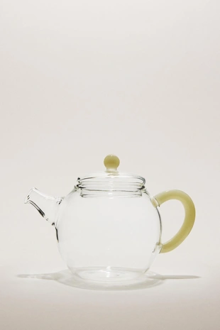 Стеклянный чайник из боросиликатного стекла с цветной ручкой- Заказать в России
