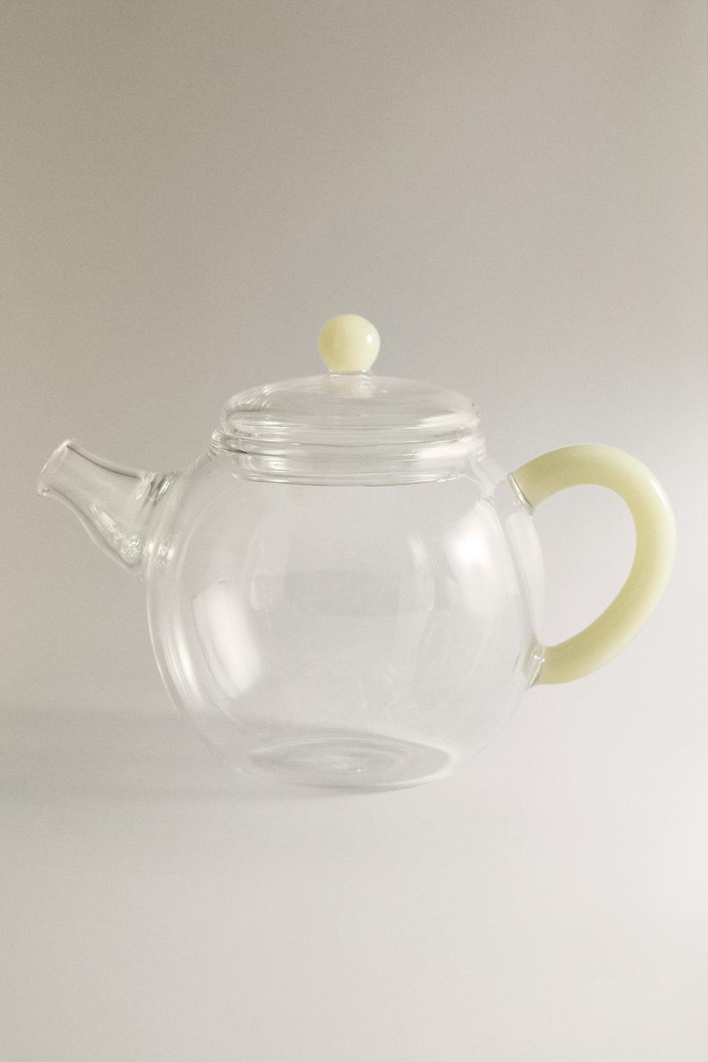 Стеклянный чайник из боросиликатного стекла с цветной ручкой