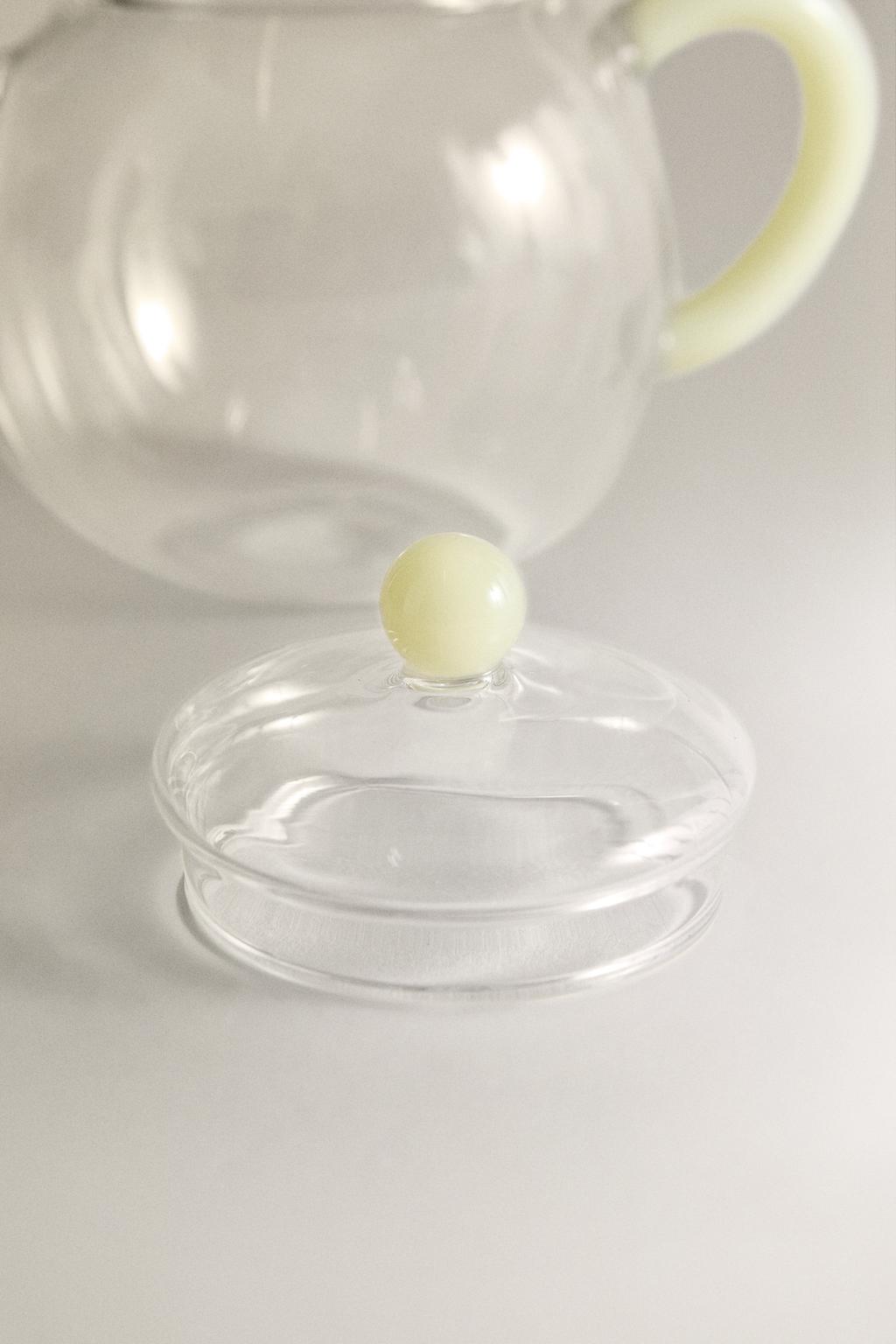 Стеклянный чайник из боросиликатного стекла с цветной ручкой