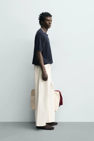 Футболка с воротником на пуговицах из 100% льна