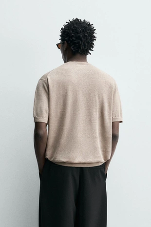 Футболка с воротником на пуговицах из 100% льна