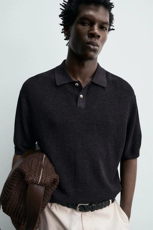 Поло из струящегося трикотажа- Заказать в России