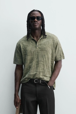 Жаккардовое поло Relaxed Fit- Заказать в России