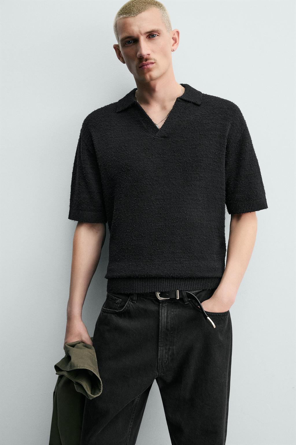 ПОЛО ИЗ ТРИКОТАЖА RELAXED FIT С РЕЛЬЕФНОЙ ТЕКСТУРОЙ