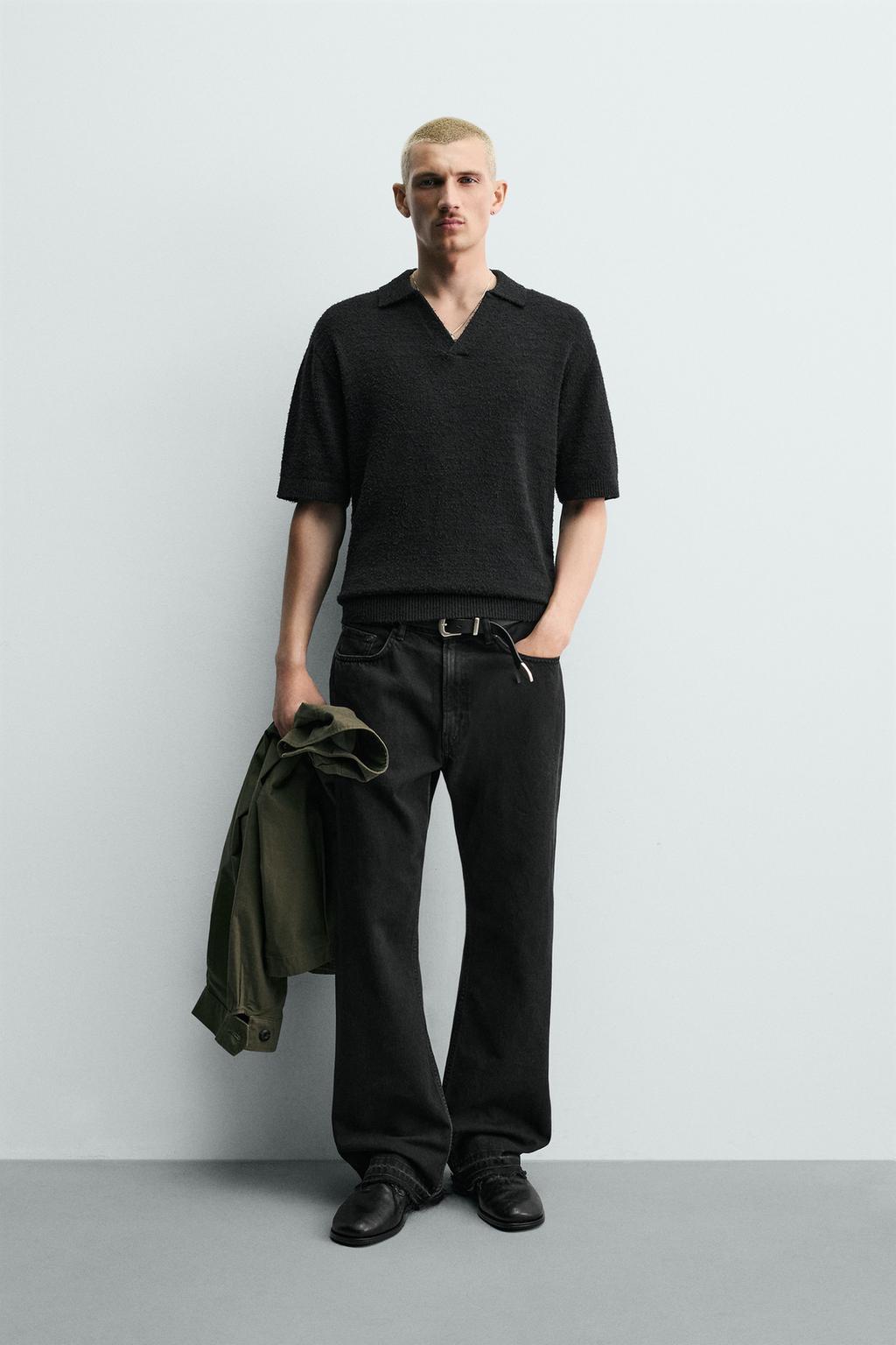 ПОЛО ИЗ ТРИКОТАЖА RELAXED FIT С РЕЛЬЕФНОЙ ТЕКСТУРОЙ