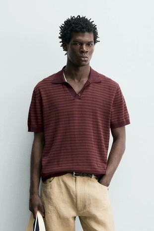 Поло жаккард в полоску- Заказать в России