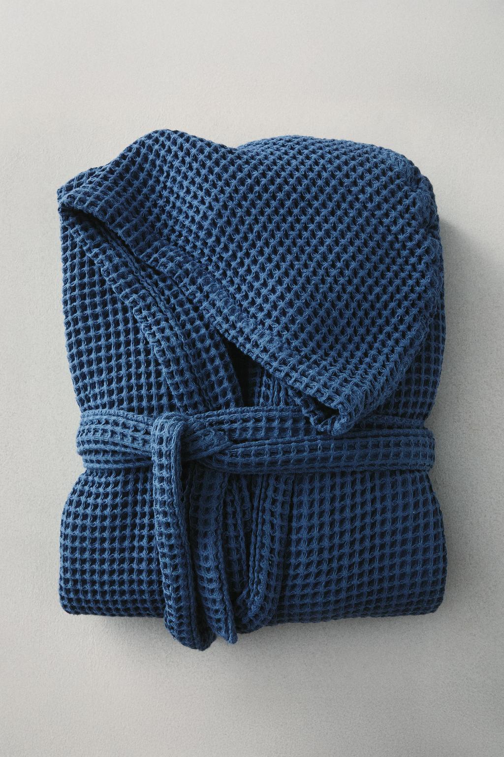 Халат из хлопкового вафельного трикотажа