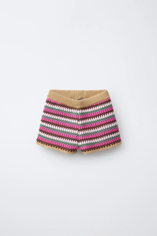 Шорты-бермуды из кружева кроше в полоску- Заказать в России