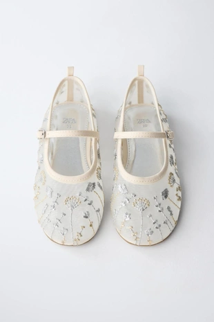 Туфли-балетки с вышивкой- Заказать в России