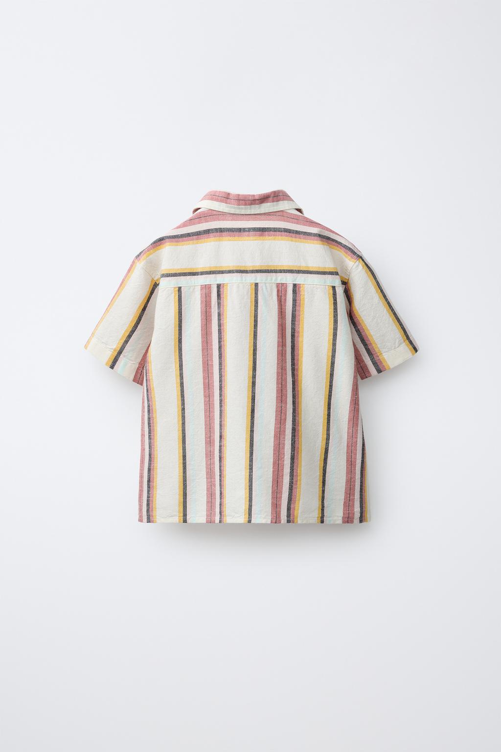 РУБАШКА В ПОЛОСКУ ИЗ ХЛОПКА И ЛЬНА