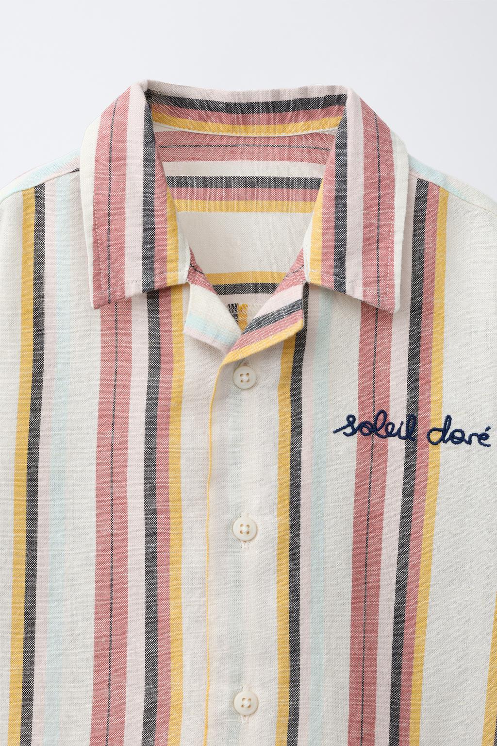 РУБАШКА В ПОЛОСКУ ИЗ ХЛОПКА И ЛЬНА