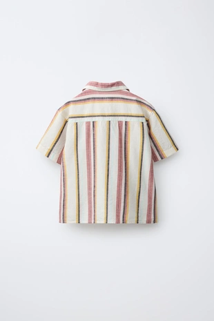 Рубашка в полоску из хлопка и льна- Заказать в России