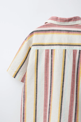 Рубашка в полоску из хлопка и льна- Заказать в России