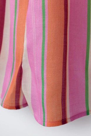 Короткий комбинезон халтер в полоску