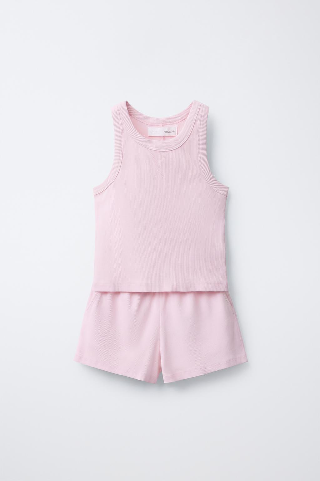 КОМПЛЕКТ ИЗ ФУТБОЛКИ-БОРЦОВКИ И ШОРТОВ В РУБЧИК С ЭФФЕКТОМ ПОТЕРТОСТИ