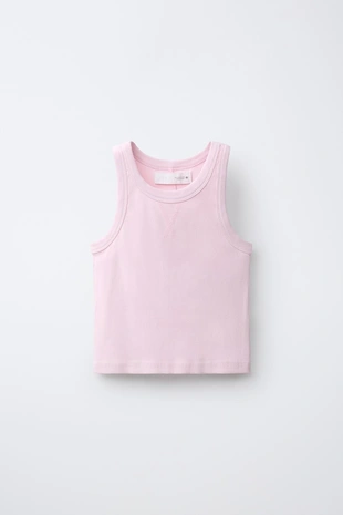 Комплект из футболки-борцовки и шортов в рубчик с эффектом потертости