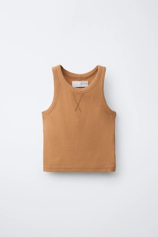 Комплект из футболки-борцовки и шортов в рубчик с эффектом потертости