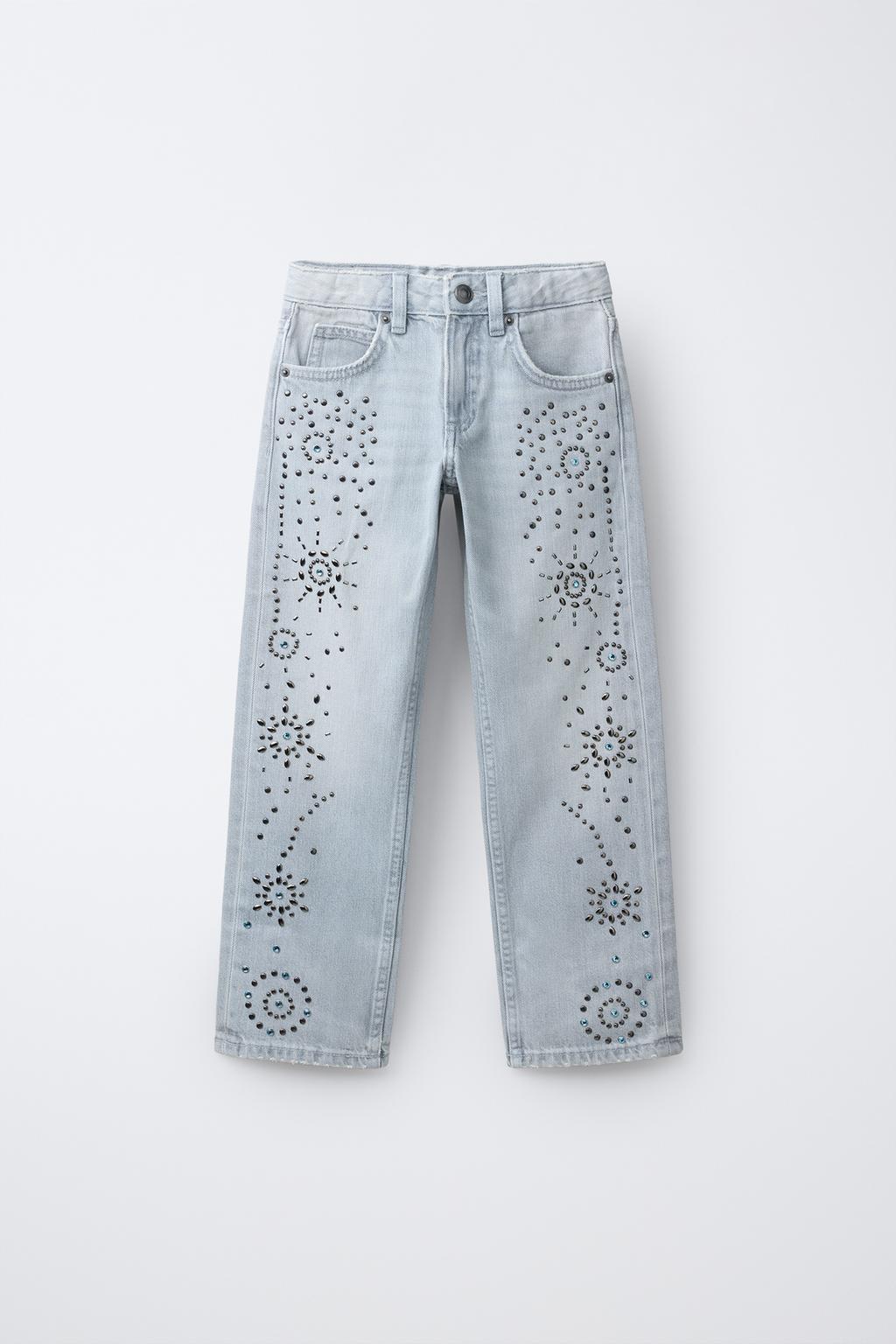 ДЖИНСЫ WIDE LEG С ЗАКЛЕПКАМИ