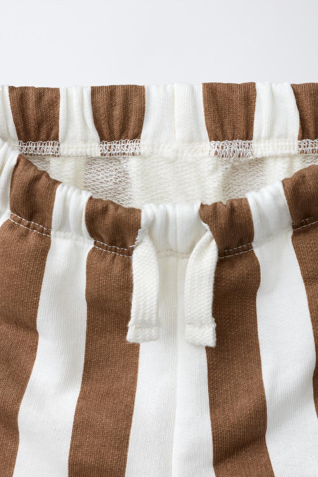 ШОРТЫ-БЕРМУДЫ ИЗ МЯГКОЙ ТКАНИ В ПОЛОСКУ С ПРИНТОМ MICKEY MOUSE © DISNEY