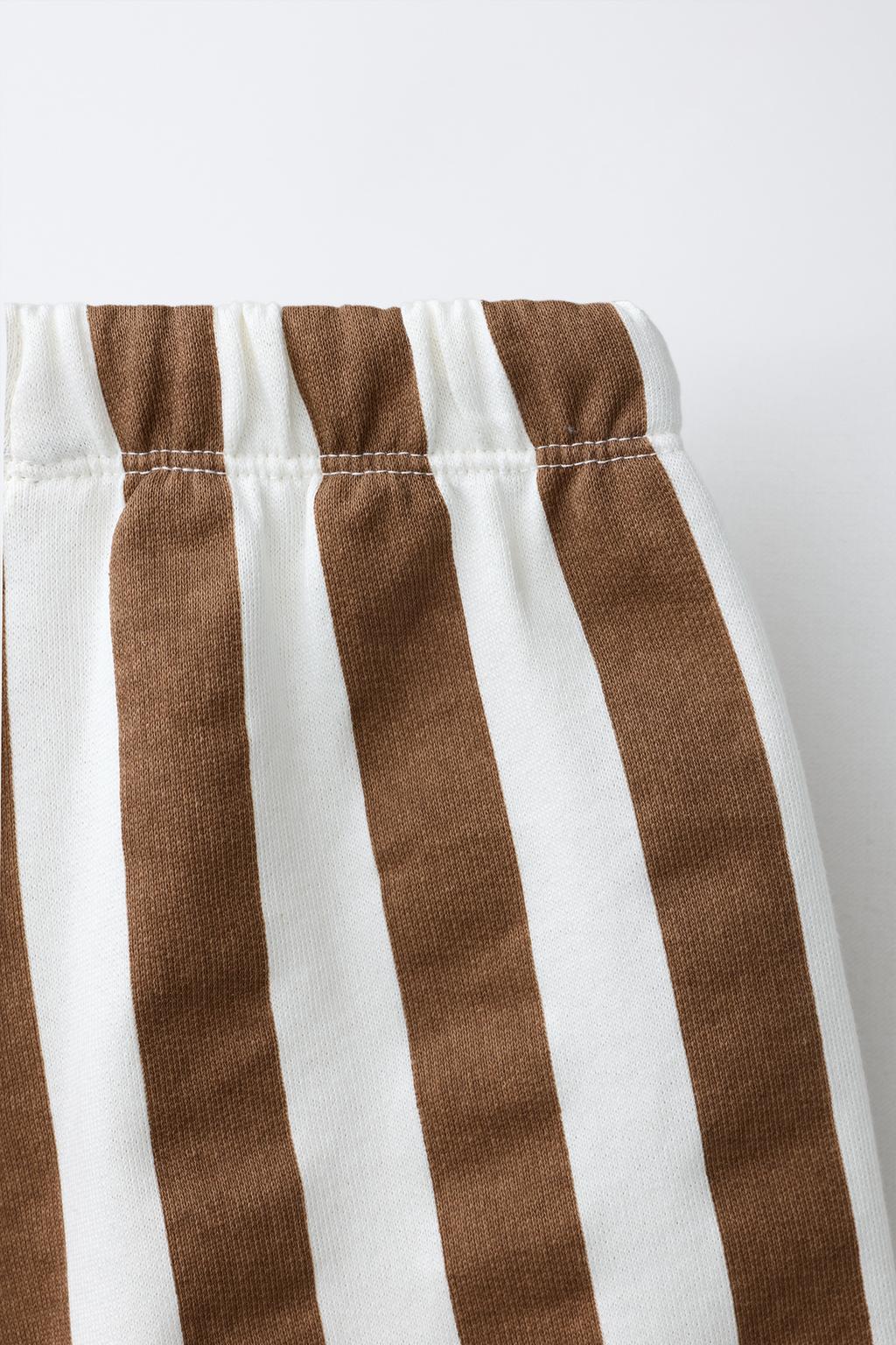 ШОРТЫ-БЕРМУДЫ ИЗ МЯГКОЙ ТКАНИ В ПОЛОСКУ С ПРИНТОМ MICKEY MOUSE © DISNEY