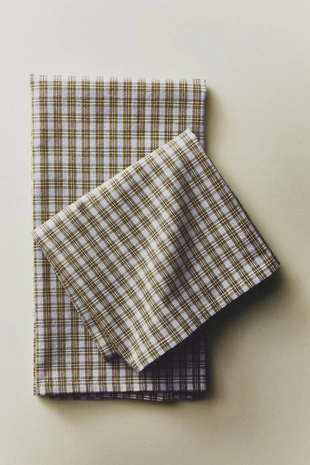Набор клетчатых хлопковых кухонных полотенец (набор из 2)- Заказать в России