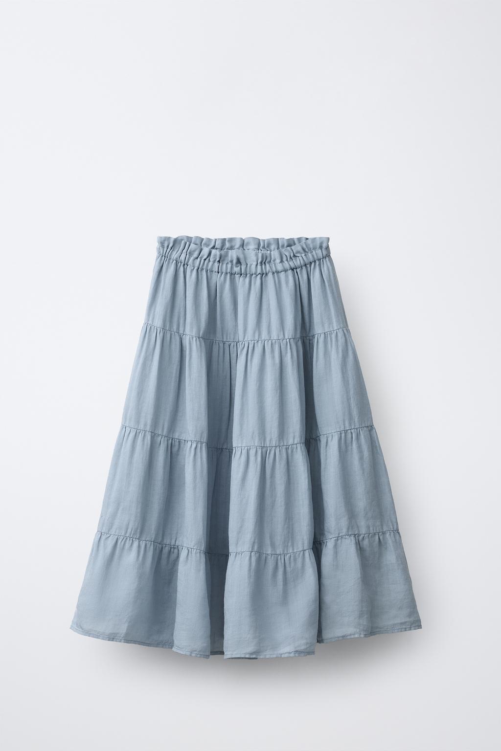 ЮБКА МИДИ ИЗ 100% РАМИ СО ВСТАВКАМИ