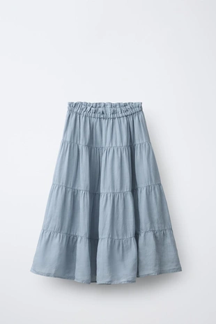 Юбка миди из 100% рами со вставками- Заказать в России