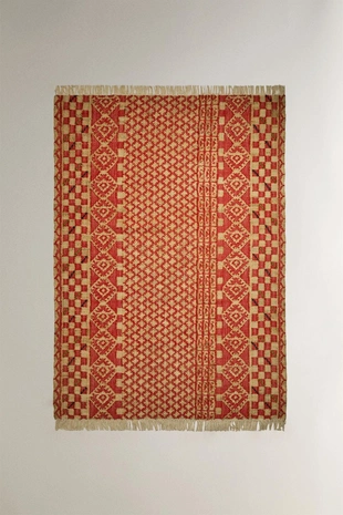 Джутовый ковер с геометрическим принтом- Заказать в России