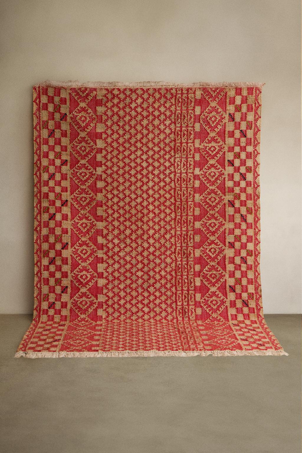 Джутовый ковер с геометрическим принтом