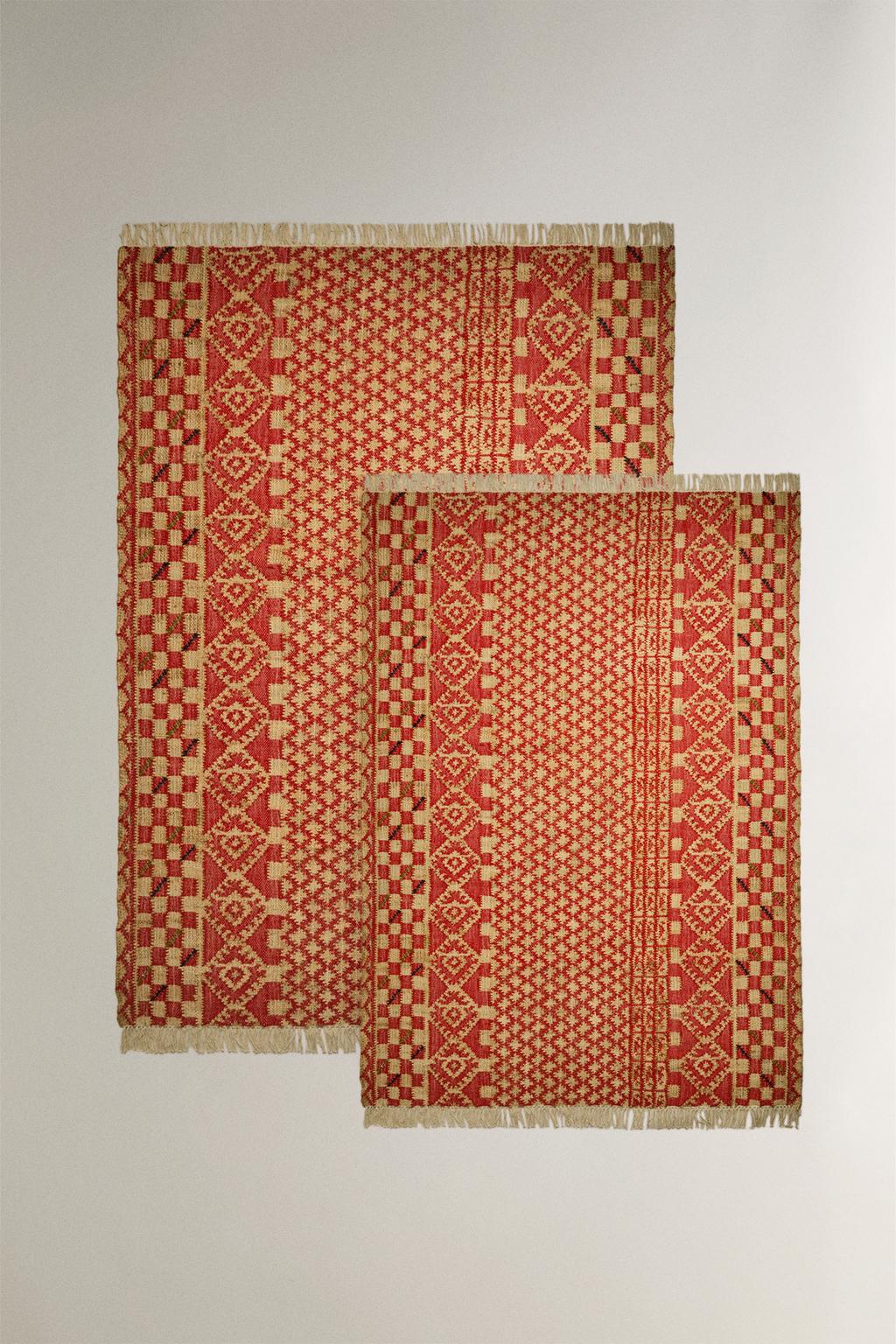 Джутовый ковер с геометрическим принтом