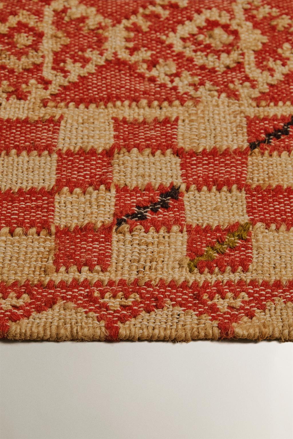 Джутовый ковер с геометрическим принтом