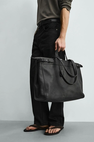 Кожаная сумка-шопер- Заказать в России