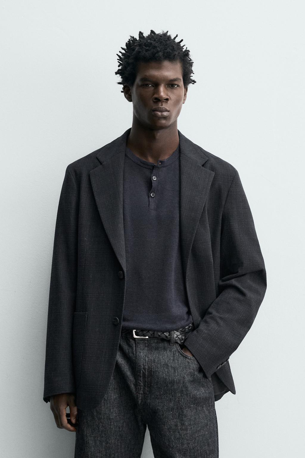 БЛЕЙЗЕР RELAXED FIT ИЗ РЕЛЬЕФНОЙ ТКАНИ