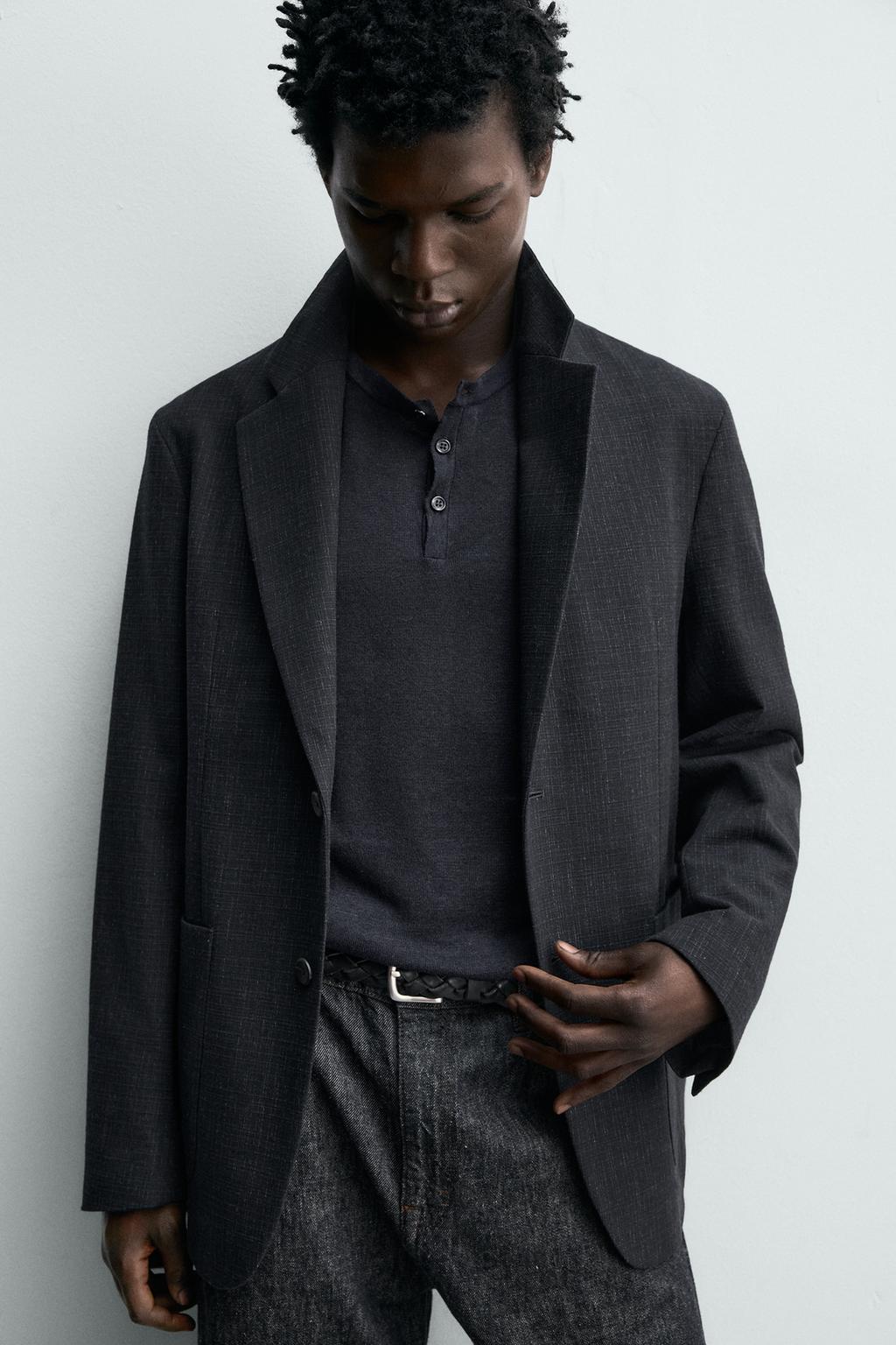 БЛЕЙЗЕР RELAXED FIT ИЗ РЕЛЬЕФНОЙ ТКАНИ