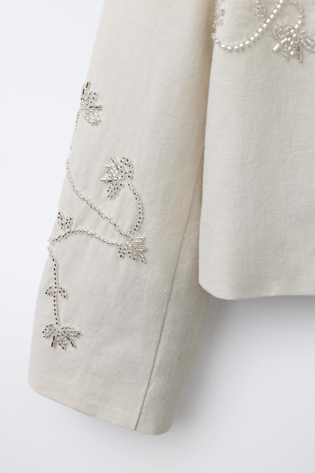 БЛЕЙЗЕР ИЗ СМЕСОВОГО ЛЬНА С БУСИНАМИ