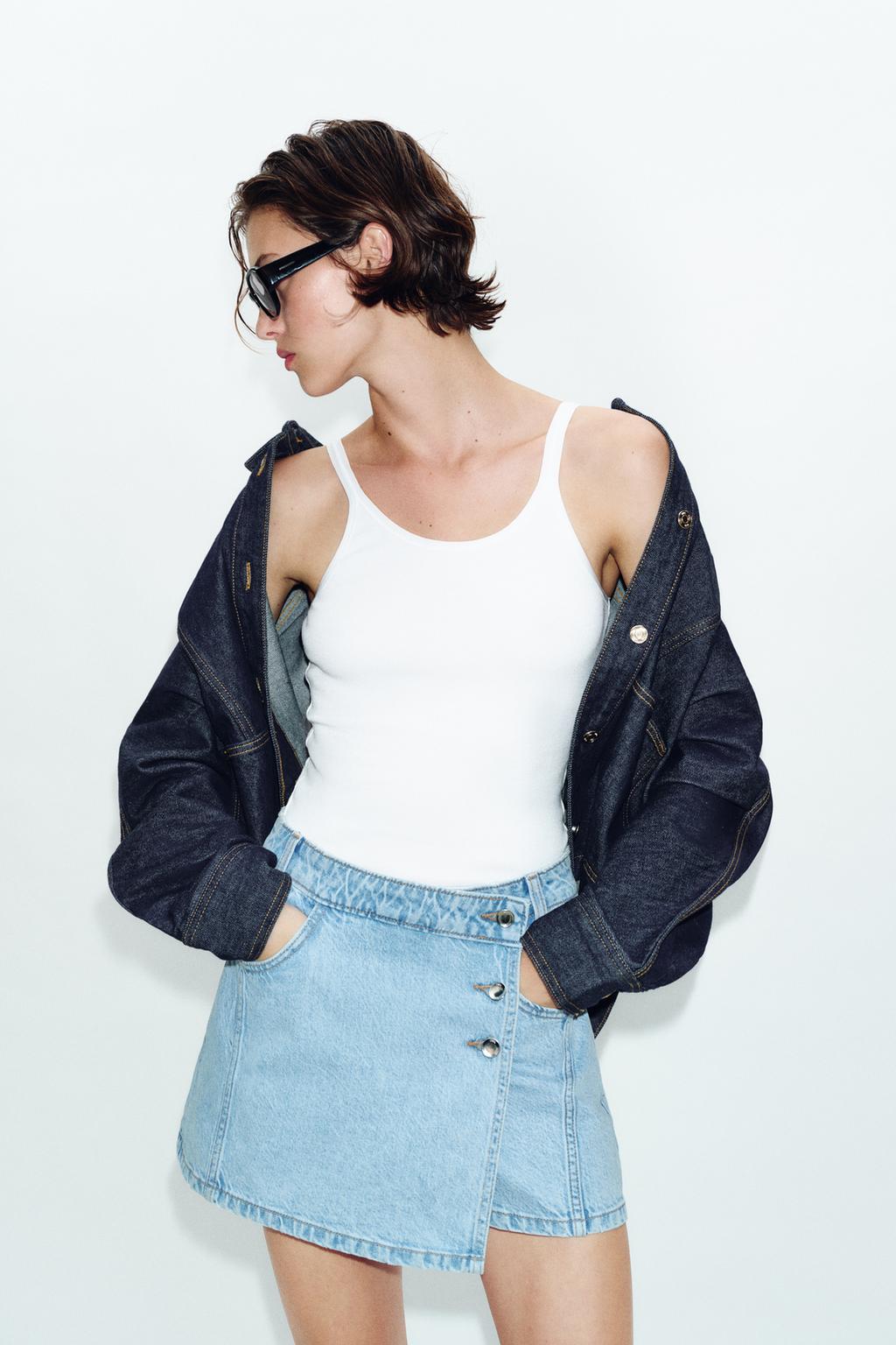 ДЖИНСОВЫЕ ЮБКА-ШОРТЫ Z1975 С ЗАПАХОМ