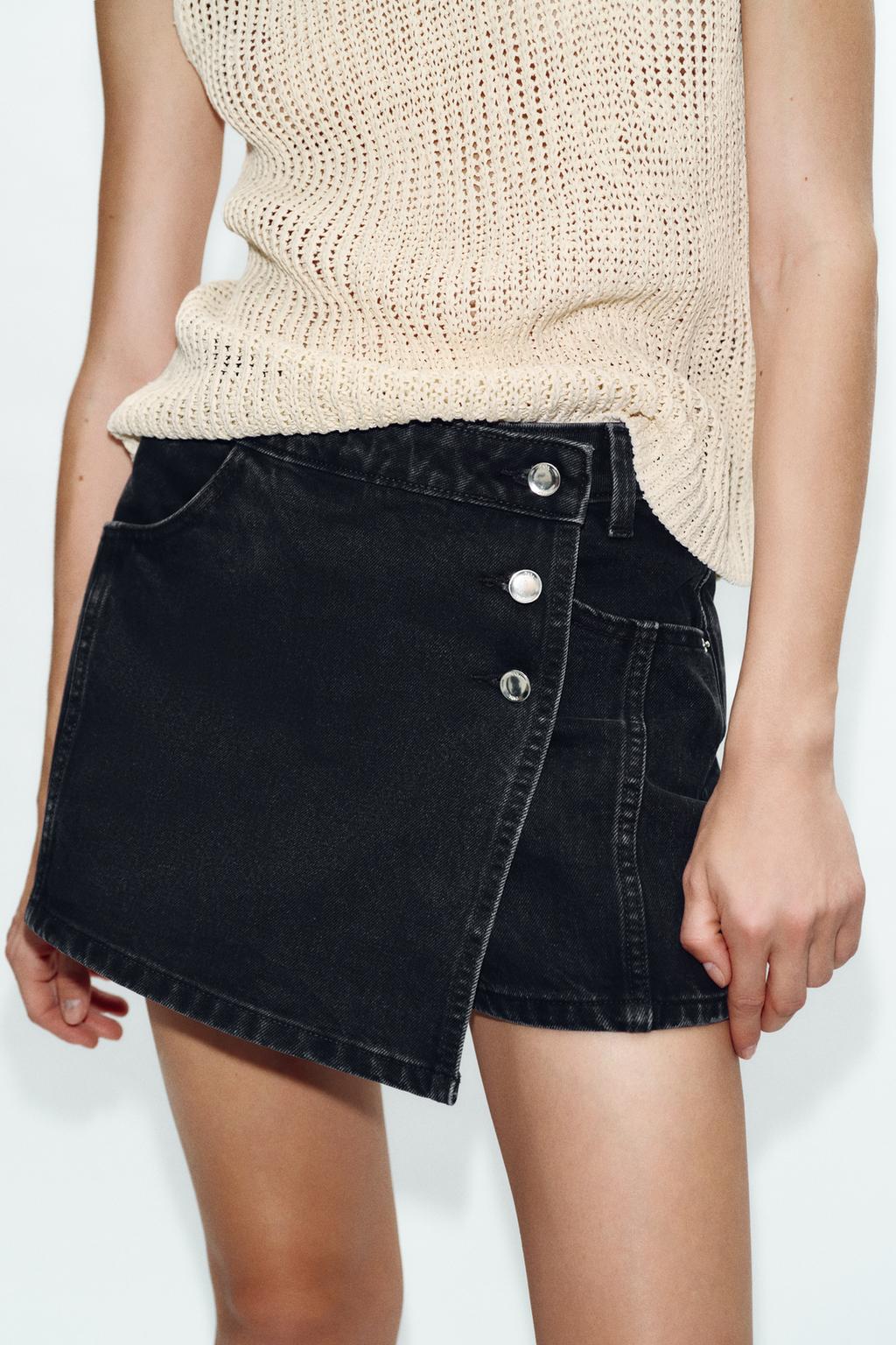 ДЖИНСОВЫЕ ЮБКА-ШОРТЫ Z1975 С ЗАПАХОМ