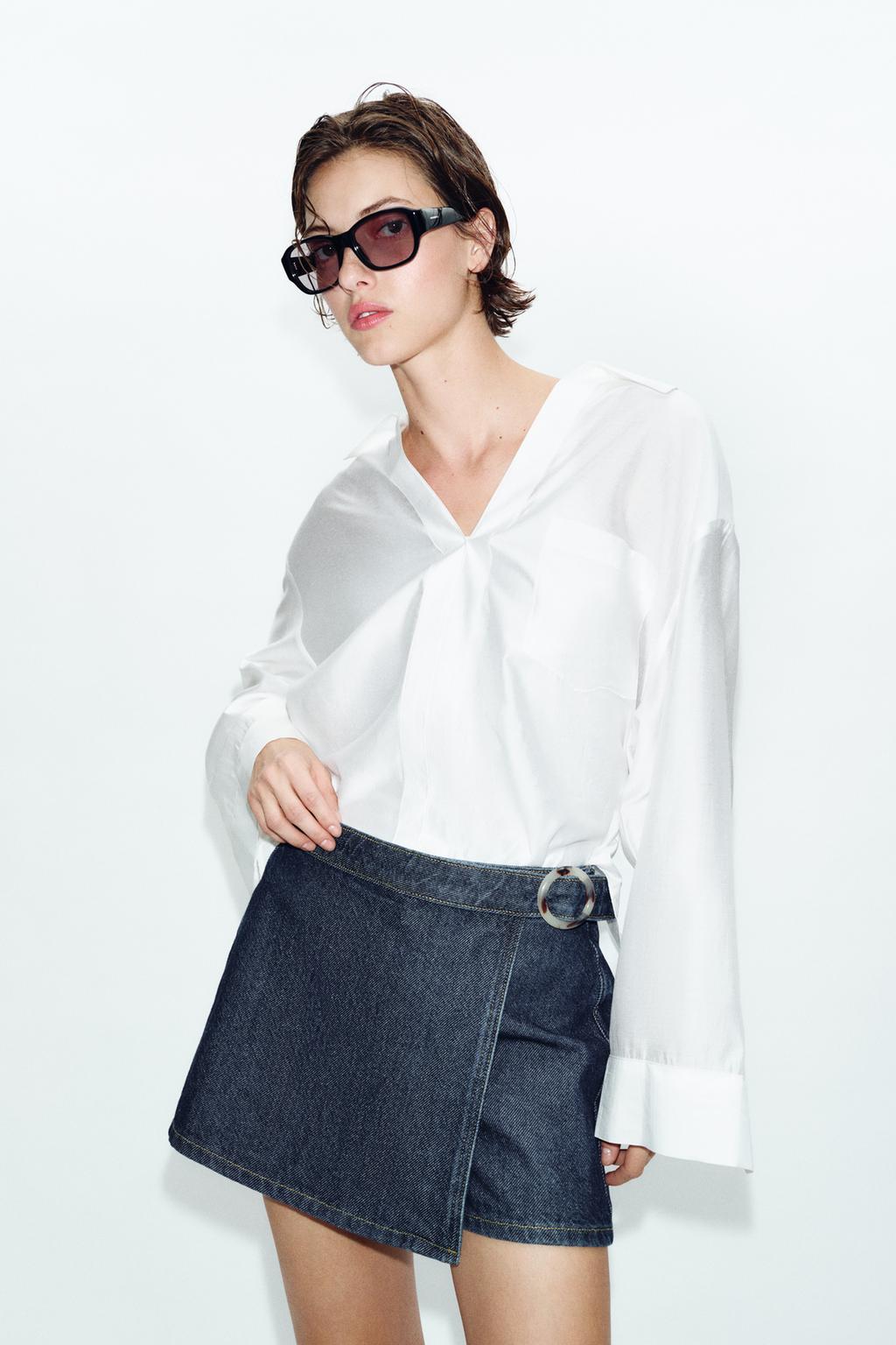 ДЖИНСОВАЯ ЮБКА-ШОРТЫ Z1975 С ЗАПАХОМ И ПРЯЖКОЙ