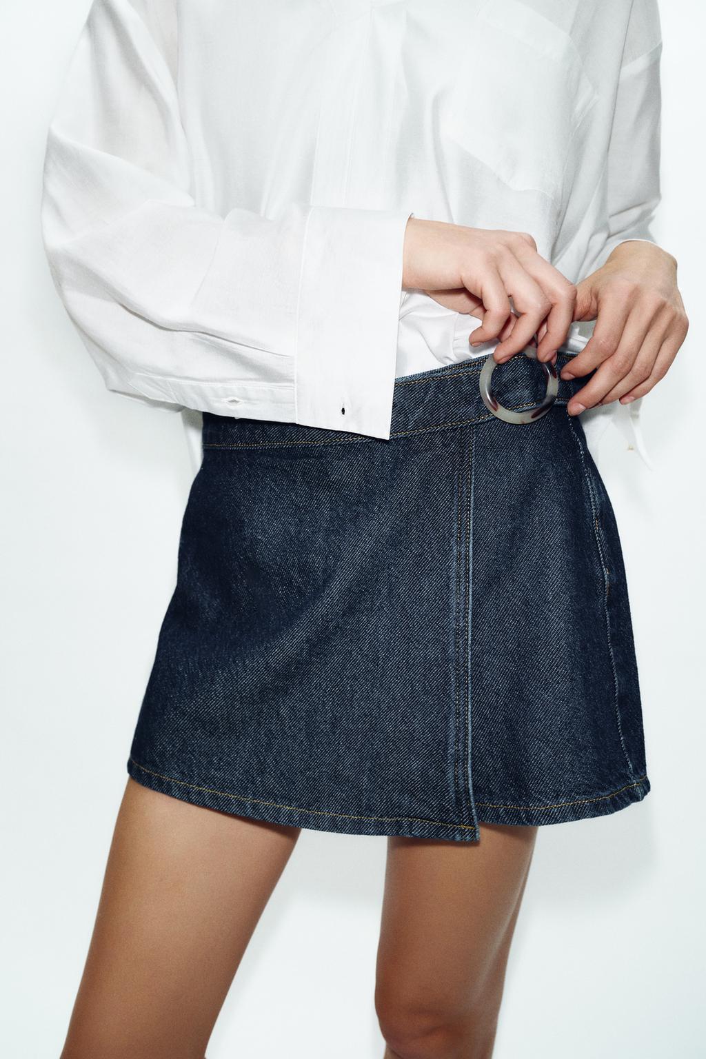 ДЖИНСОВАЯ ЮБКА-ШОРТЫ Z1975 С ЗАПАХОМ И ПРЯЖКОЙ