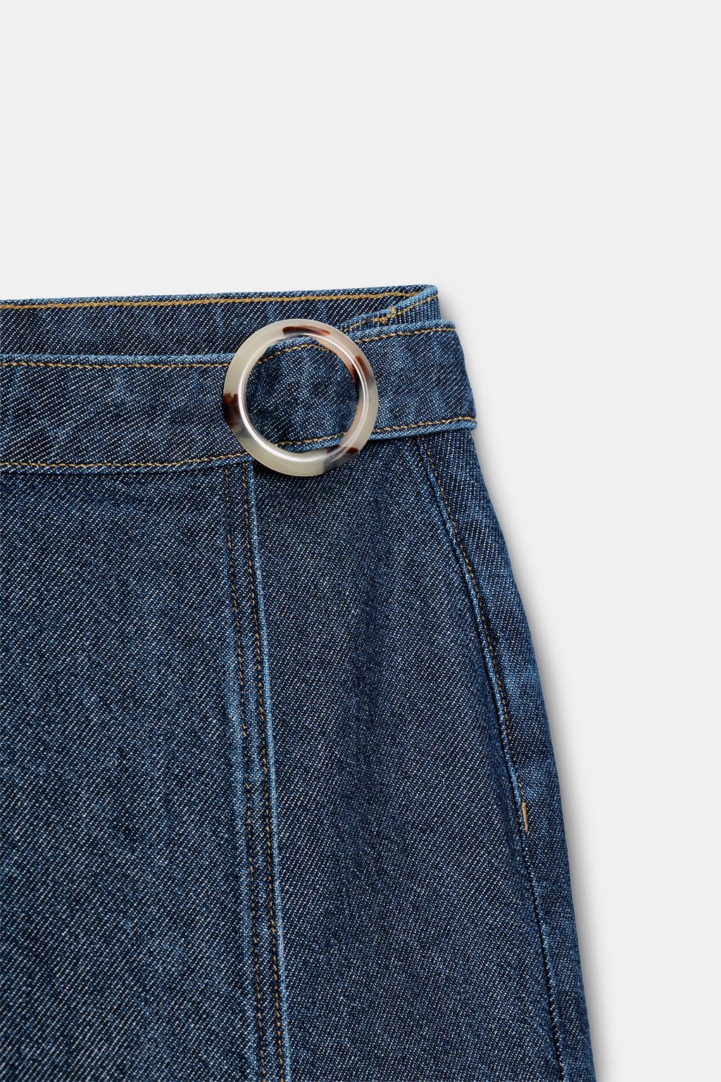 ДЖИНСОВАЯ ЮБКА-ШОРТЫ Z1975 С ЗАПАХОМ И ПРЯЖКОЙ