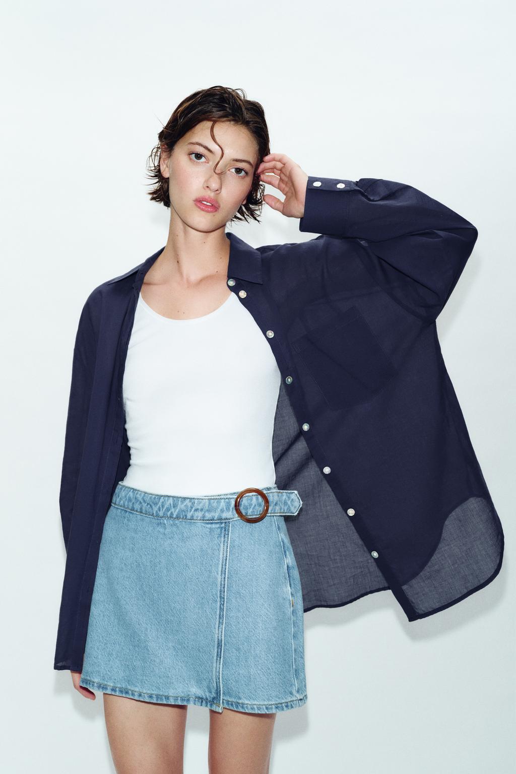 ДЖИНСОВЫЕ ЮБКА-ШОРТЫ Z1975 С ПРЯЖКОЙ