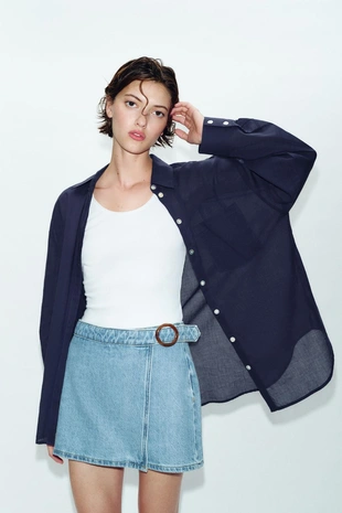 Джинсовые юбка-шорты Z1975 с пряжкой