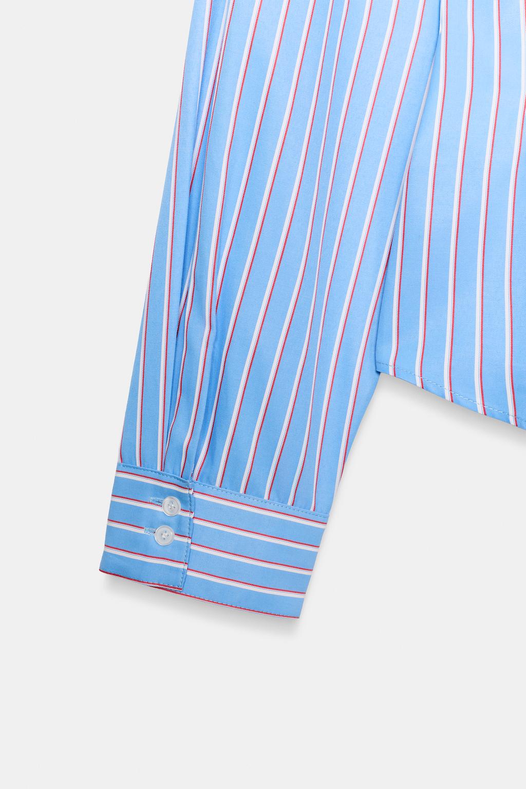 РУБАШКА ИЗ ПОПЛИНА В ПОЛОСКУ СО СКЛАДКАМИ