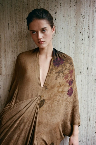 Платье из 100% вискозы с принтом- Заказать в России