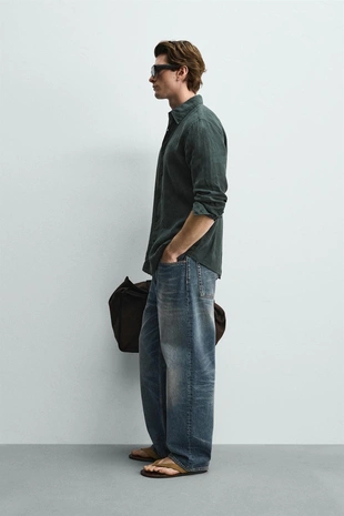 Рубашка Regular Fit из 100% льна- Заказать в России