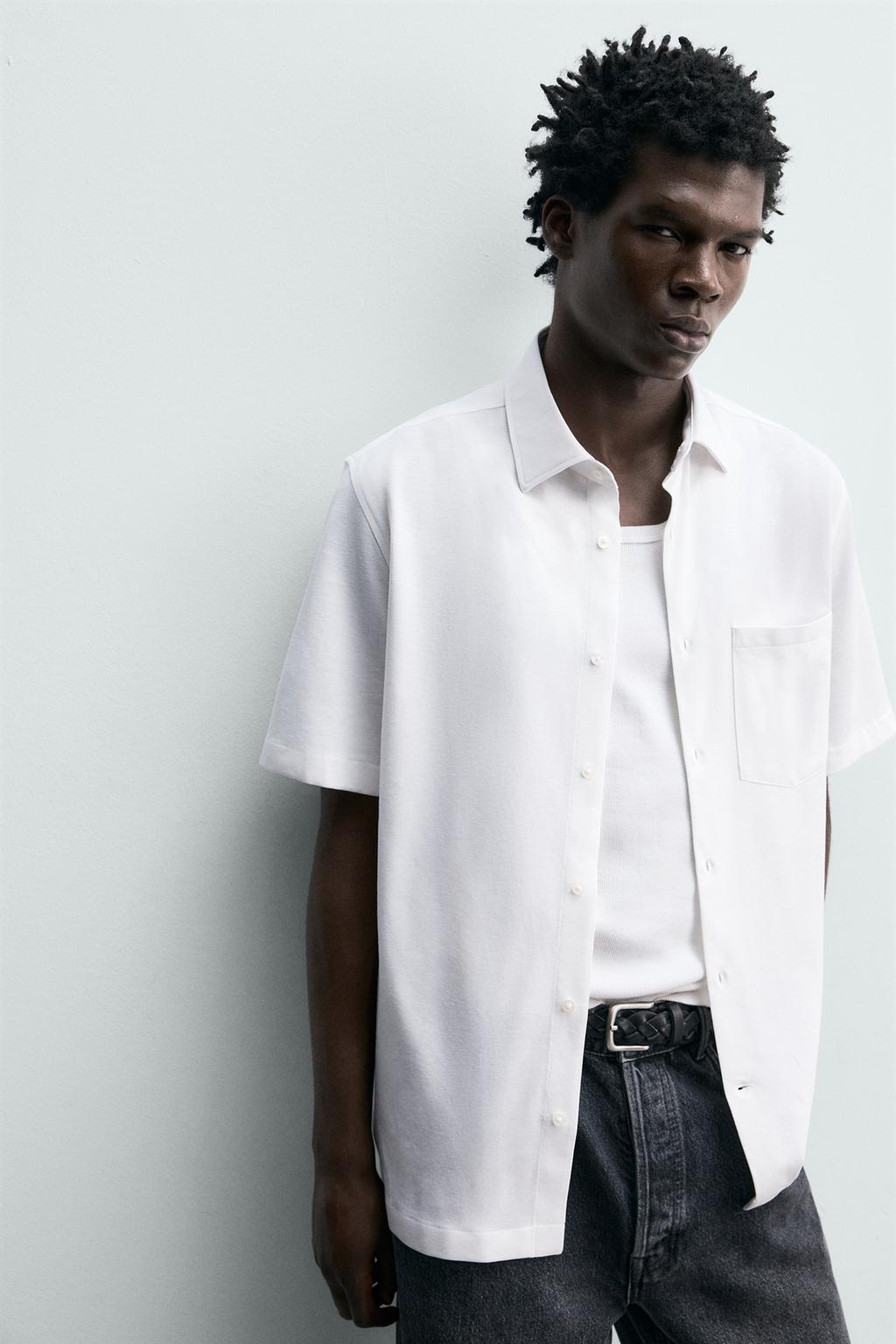 РУБАШКА КЛАССИЧЕСКОГО КРОЯ ИЗ РЕЛЬЕФНОЙ ТКАНИ