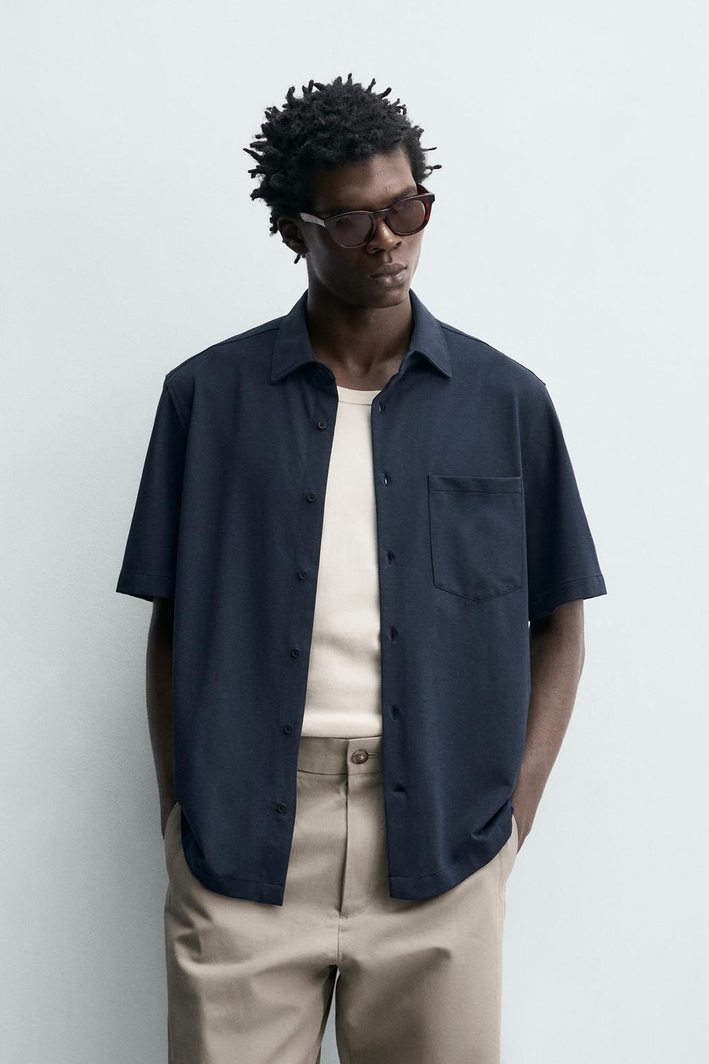 РУБАШКА КЛАССИЧЕСКОГО КРОЯ ИЗ РЕЛЬЕФНОЙ ТКАНИ