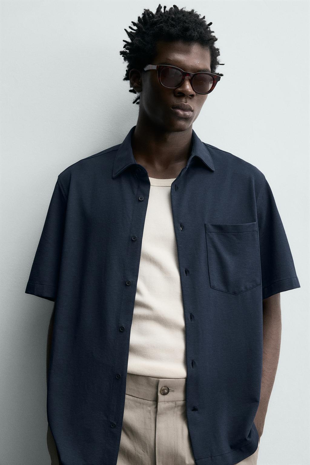 РУБАШКА КЛАССИЧЕСКОГО КРОЯ ИЗ РЕЛЬЕФНОЙ ТКАНИ