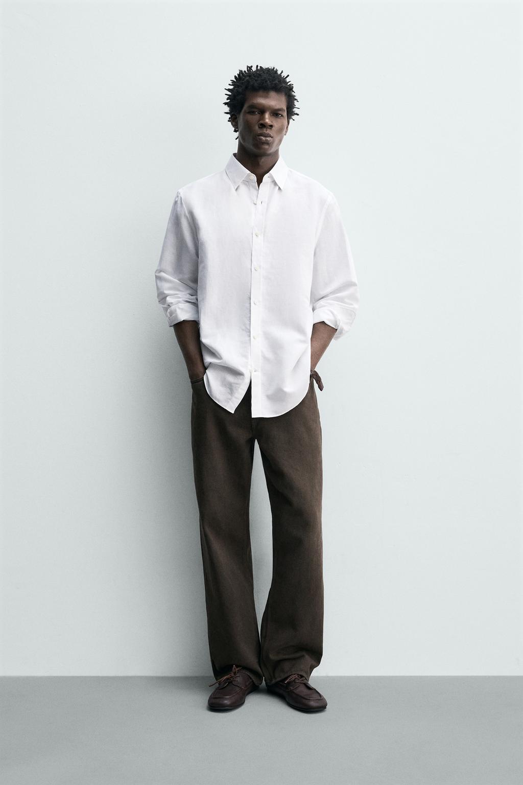 РУБАШКА REGULAR FIT ИЗ ХЛОПКА И ЛЬНА